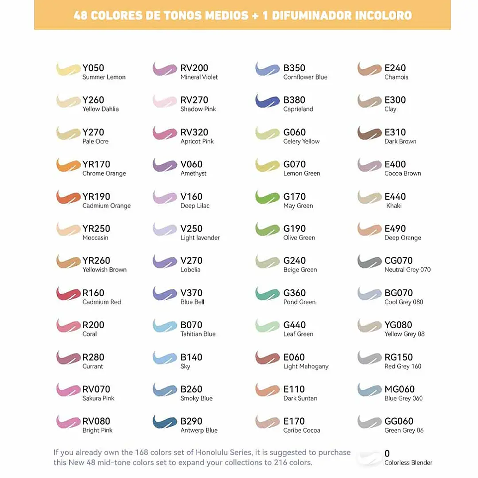 OHUHU 48 TONOS MEDIOS MARCADORES DE ALCOHOL PINCEL Y FINA 3
