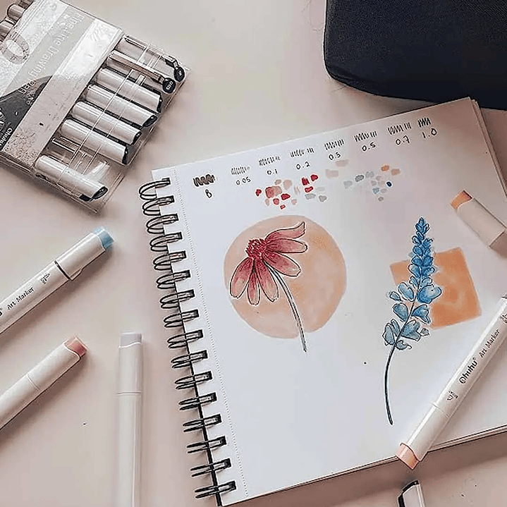 OHUHU 48 TONOS MEDIOS MARCADORES DE ALCOHOL PINCEL Y FINA 6