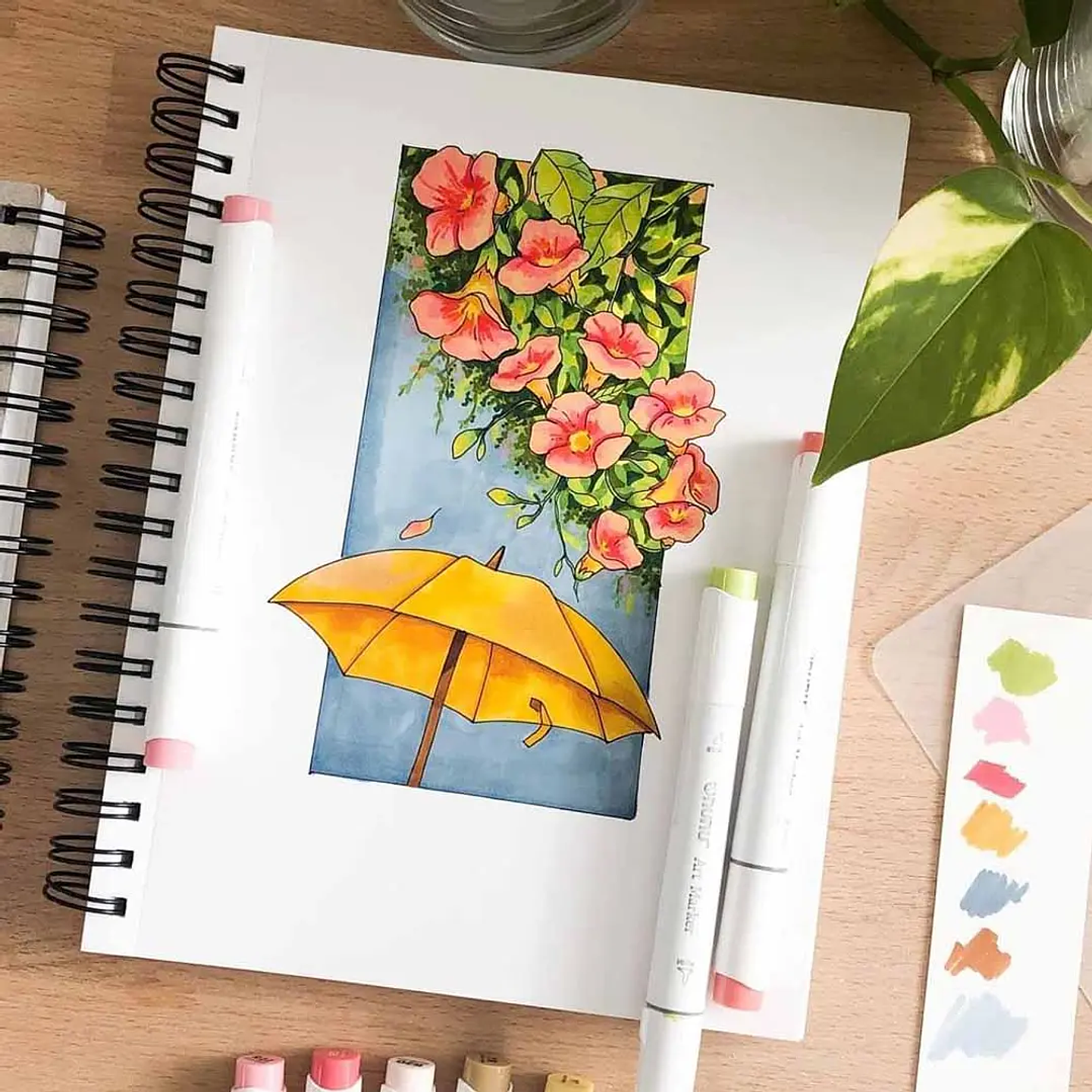 OHUHU 48 TONOS MEDIOS MARCADORES DE ALCOHOL PINCEL Y FINA 7