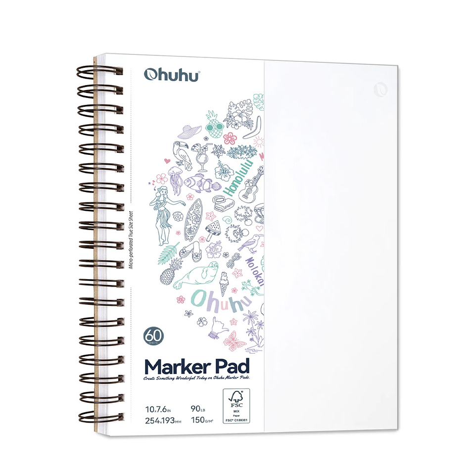 OHUHU BLOCK PARA MARCADORES CON ANILLADO EN ESPIRAL (25.4 X 19.3CM 60 HOJAS 150G) 1