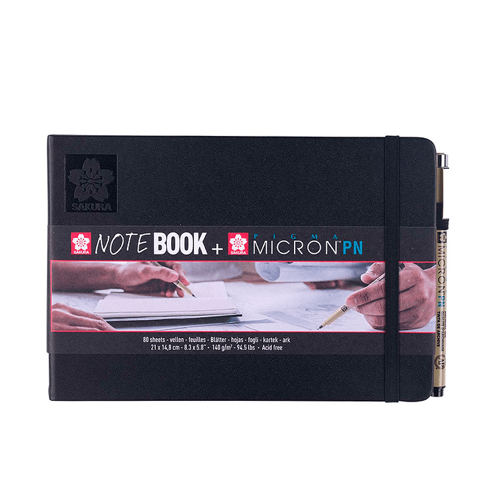 SKETCHBOOK SAKURA PAPEL CREMA + PIGMA MICRON PN NEGRO  1