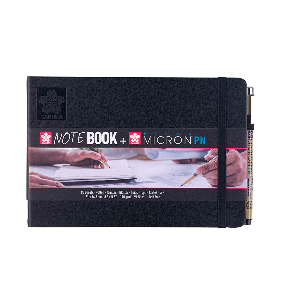 SKETCHBOOK SAKURA PAPEL CREMA + PIGMA MICRON PN NEGRO  1