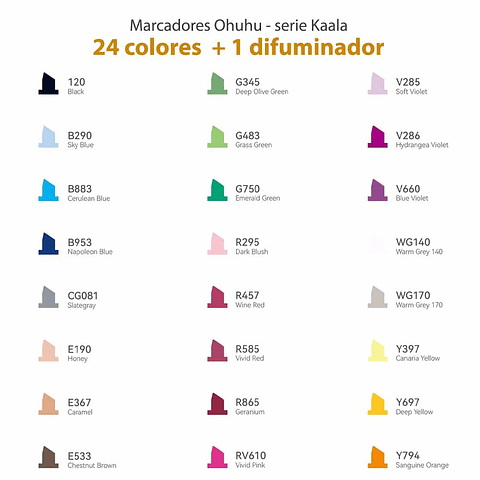 OHUHU 24 MARCADORES COLORES DE ALCOHOL + 1 BLENDER FINA & BISELADA DELGADO (TONOS BASICOS) 