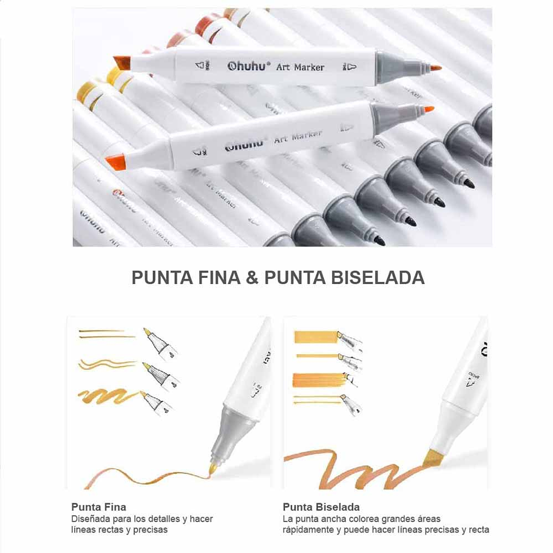 OHUHU 80 MARCADORES DE ALCOHOL + 1 BLENDER FINA Y BISELADA  6