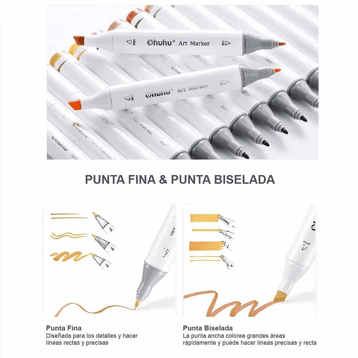 OHUHU 80 MARCADORES DE ALCOHOL + 1 BLENDER FINA Y BISELADA  6