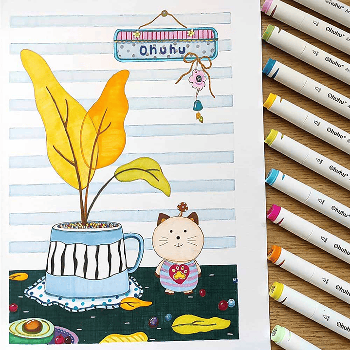 OHUHU 80 MARCADORES DE ALCOHOL + 1 BLENDER FINA Y BISELADA  8