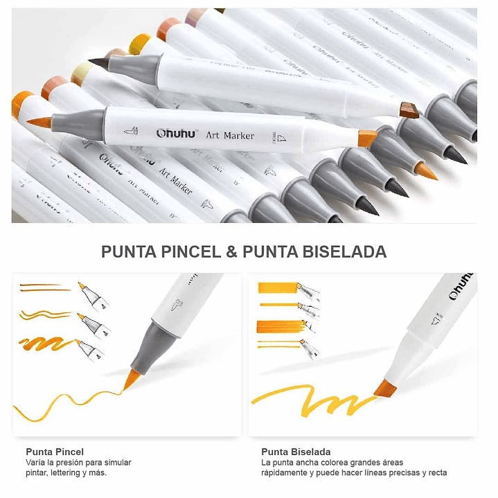 OHUHU 168 MARCADORES DE ALCOHOL + 1 BLENDER.  PINCEL & BISELADA 9