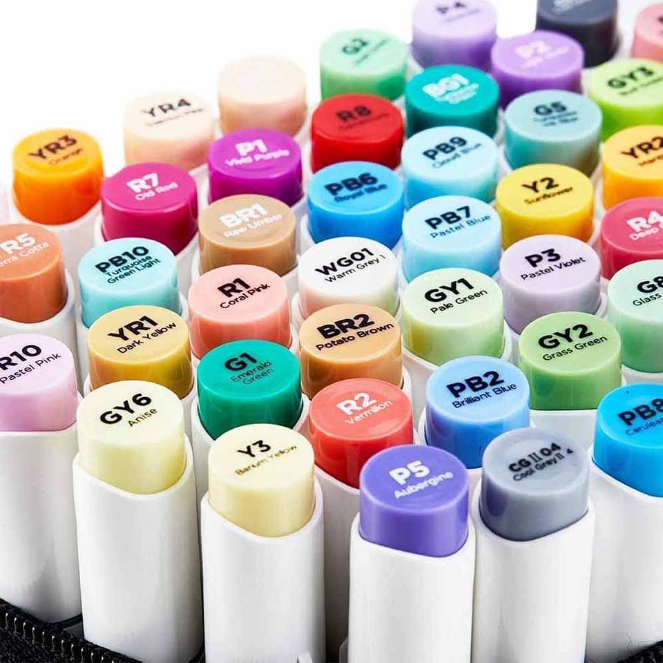 OHUHU 216 MARCADORES DE ALCOHOL + 1 BLENDER.  PINCEL & FINA  7