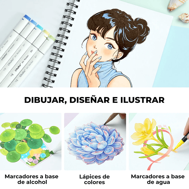 OHUHU BLOCK PARA MARCADORES DE ALCOHOL (22.9 X30.5CM, 60 HOJAS 150g)  12