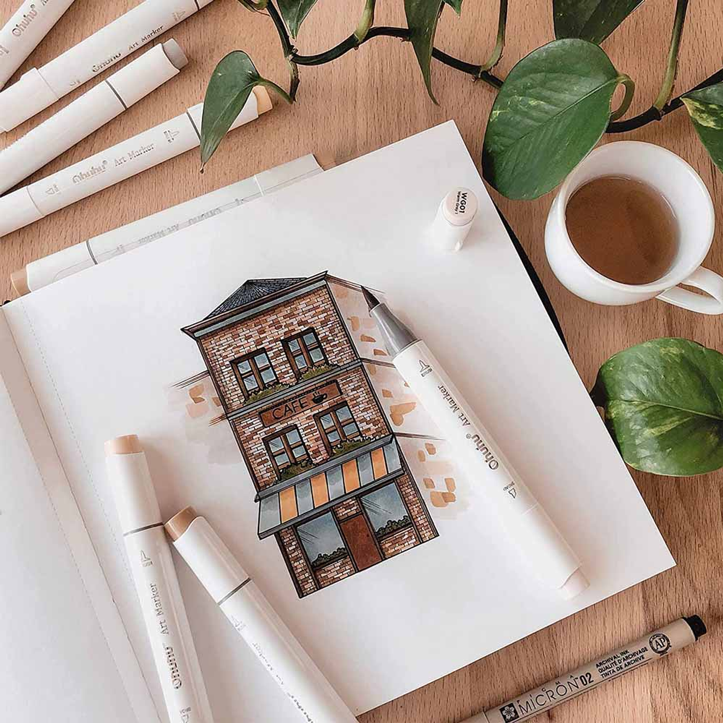 OHUHU 72 MARCADORES DE ALCOHOL + 1 BLENDER.  PINCEL & FINA  7