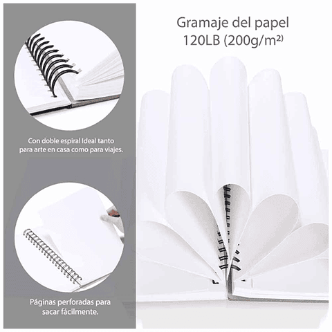 OHUHU BLOCK ESPIRAL MIXED MEDIA PARA ACUARELAS ACRILICOS MARCADORES DE ALCOHOL (22X21 CM 62 H) 