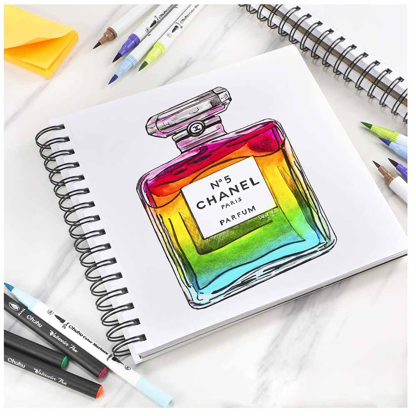 OHUHU BLOCK ESPIRAL MIXED MEDIA PARA ACUARELAS ACRILICOS MARCADORES DE ALCOHOL (22X21 CM 62 H)  3