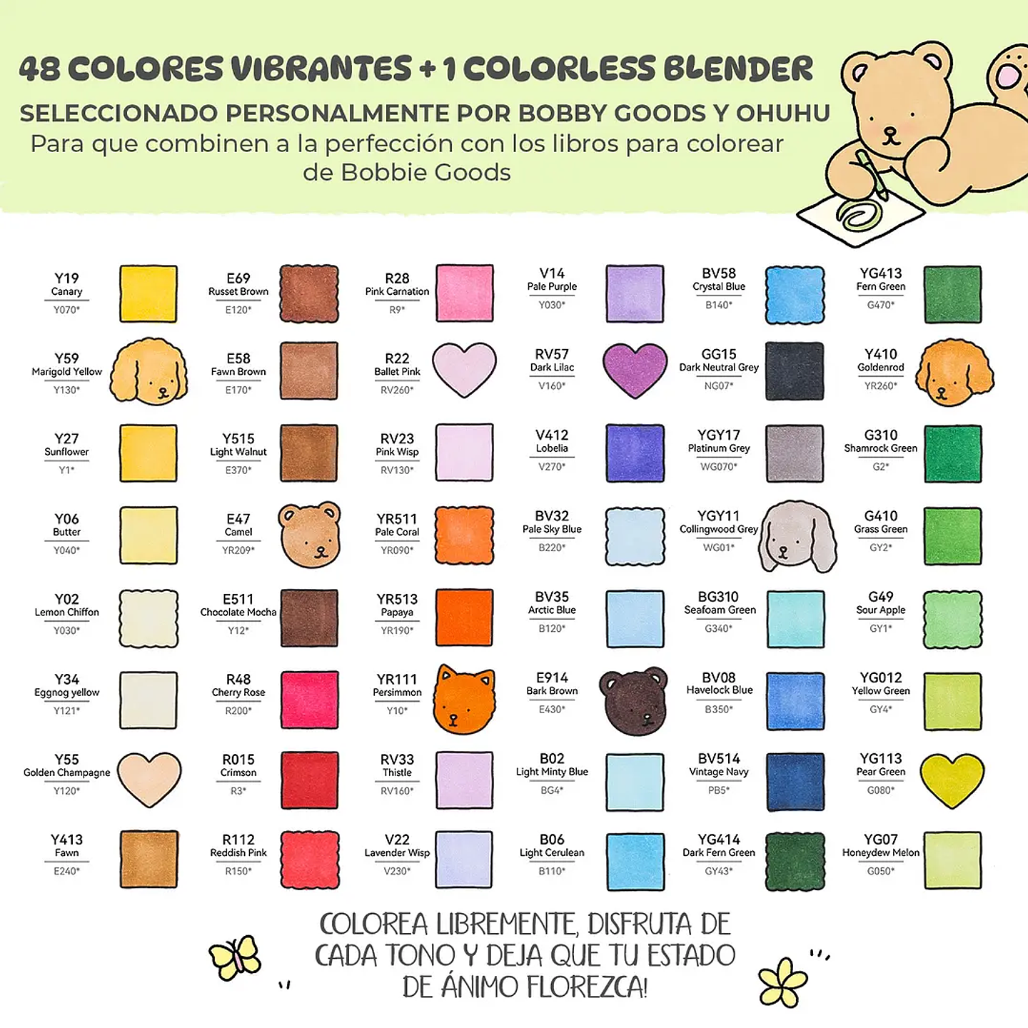 MARCADORES OHUHU 48 COLORES HONOLULU B (PINCEL Y PUNTA FINA) X BOBBIE GOODS 2