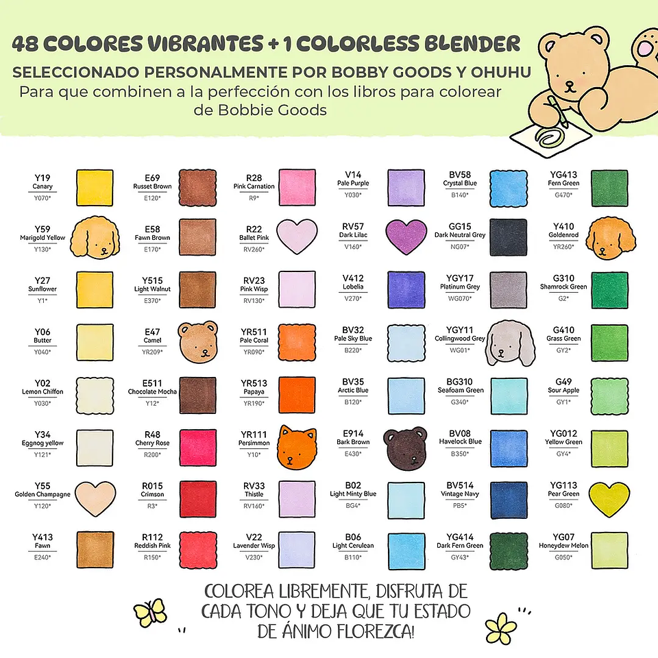 MARCADORES OHUHU 48 COLORES HONOLULU B (PINCEL Y PUNTA FINA) X BOBBIE GOODS 2