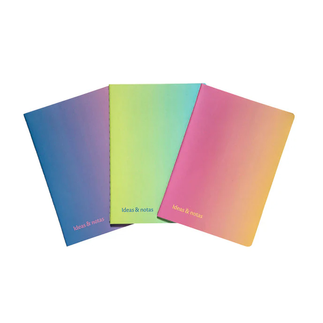 SET 3 LIBRETAS A5 PASTEL DEGRADE  5