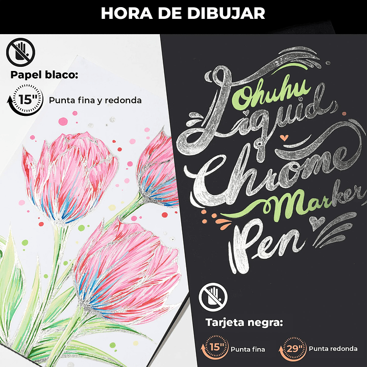 MARCADOR PERMANENTE CROMADO PLATEADO OHUHU DOBLE PUNTA  8