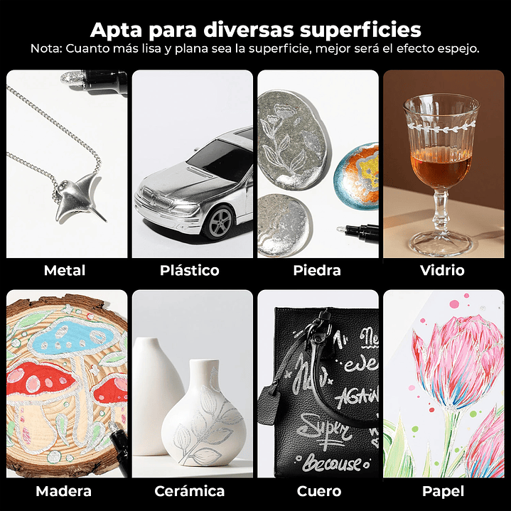 MARCADOR PERMANENTE CROMADO PLATEADO OHUHU DOBLE PUNTA  9