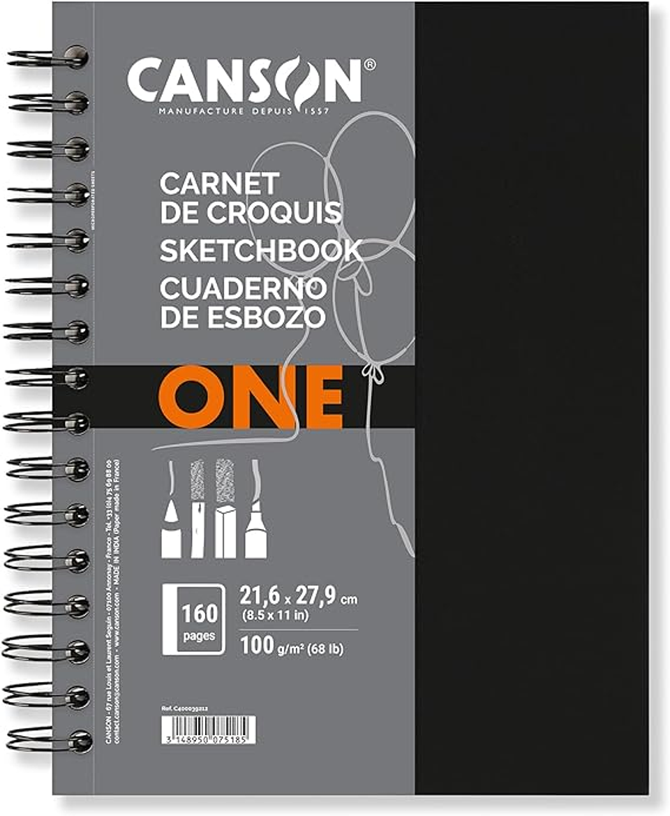 BLOCK CON ESPIRAL CANSON ARTBOOK ONE 21,6X27,9 CM 100 GR 160P 1