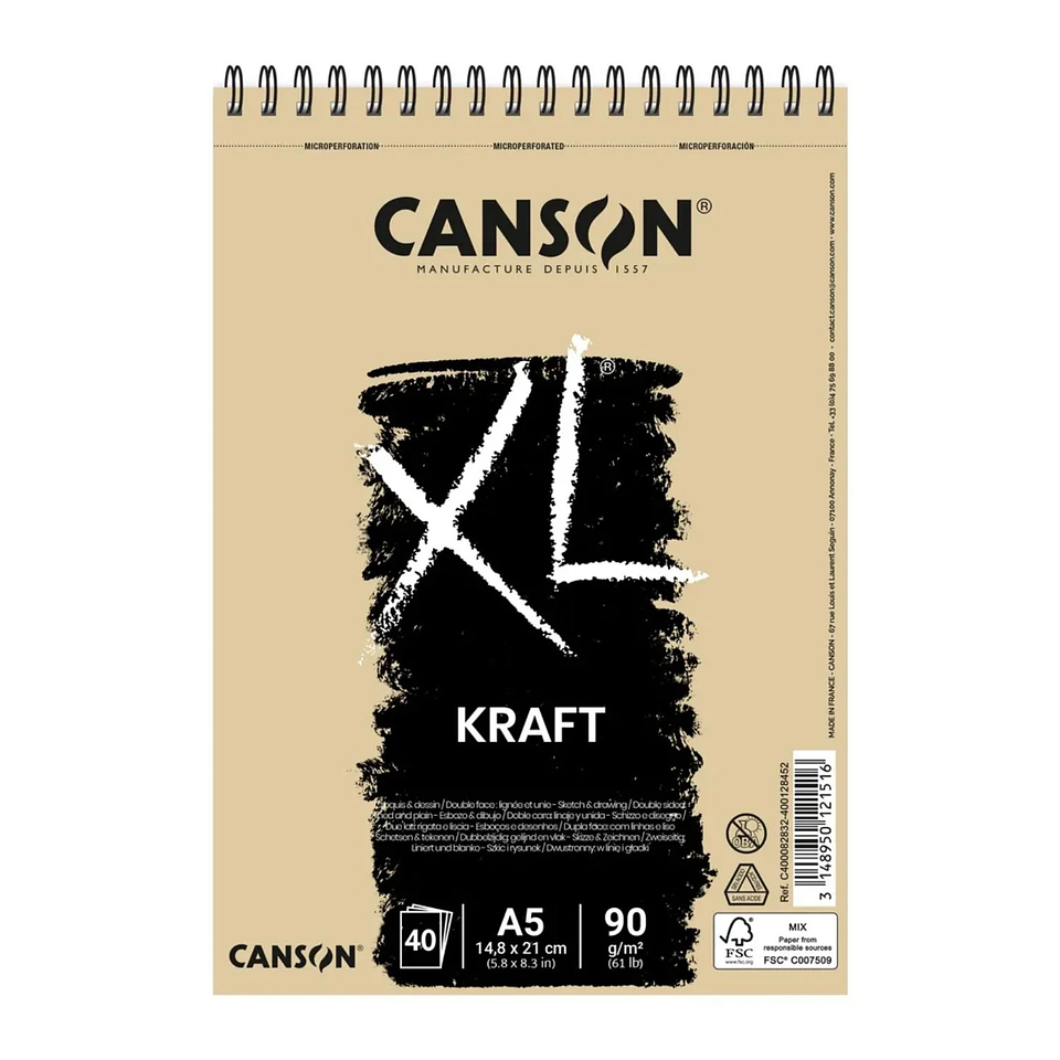 CANSON XL CROQUERA KRAFT PARA BOCETOS A5 14,8X21 CM 90 G/M2  1