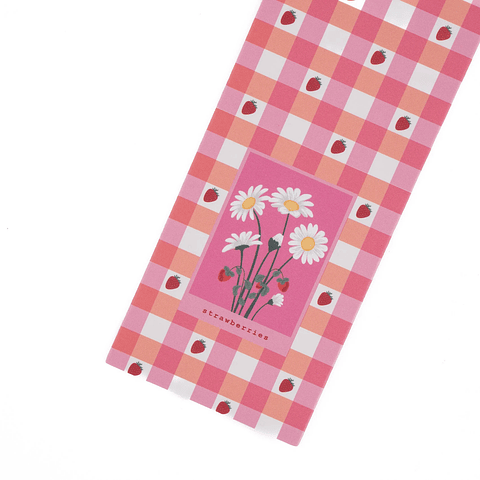 MARCAPÁGINAS FLORES Y FRUTILLAS ROSAS 