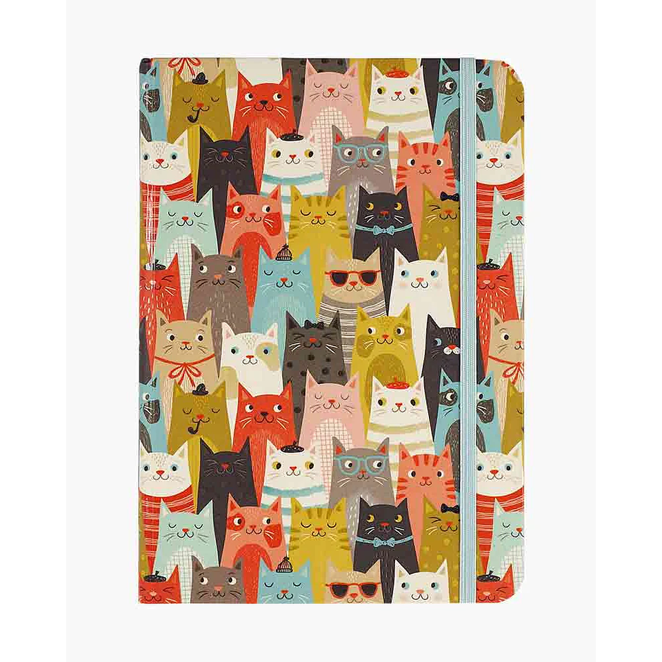 LIBRETA CON ELÁSTICO CHICA GATOS DE COLORES  1