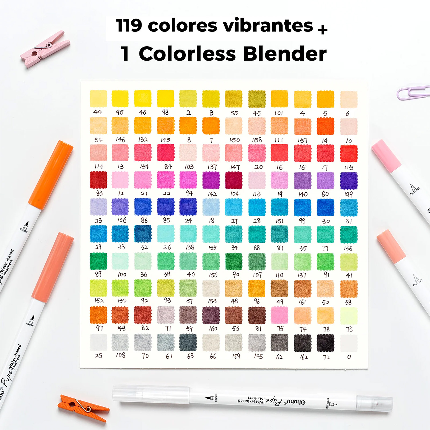 OHUHU 120 MARCADOR AGUA PUPE PAPER FRIENDLY PINCEL TIRALINEAS  5