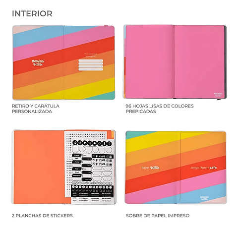MOOVING LIBRETA NOTES A5 HOJAS DE COLORES TAPA DURA RAINBOW 
