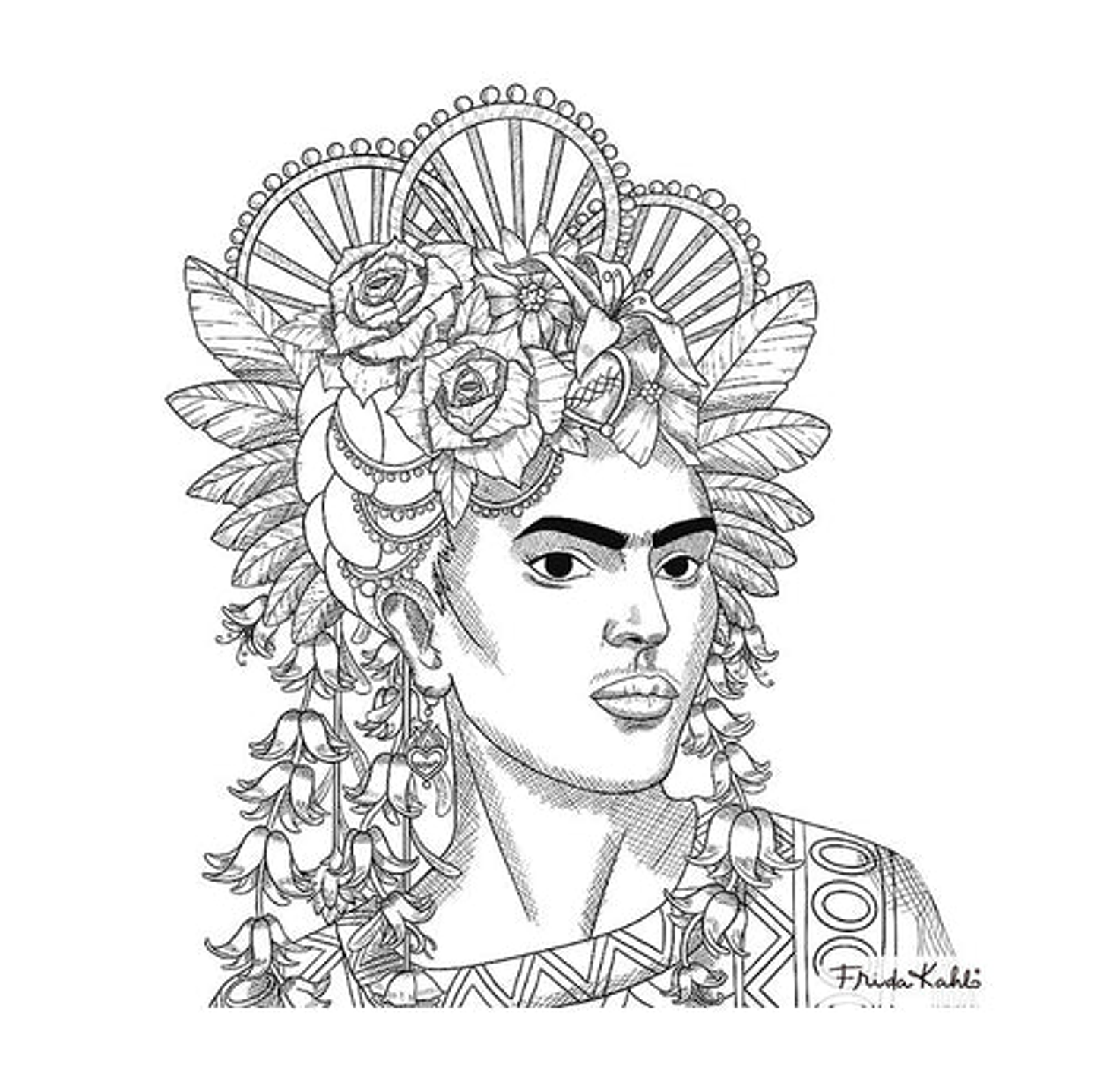BLOCK PARA COLOREAR FRIDA KAHLO  4