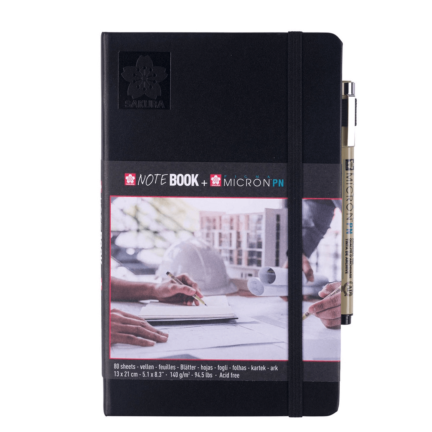 SKETCHBOOK SAKURA 80 HOJAS PAPEL CREMA (13X21CM) 140 GR + ROTULADOR PIGMA MICRON PN  1
