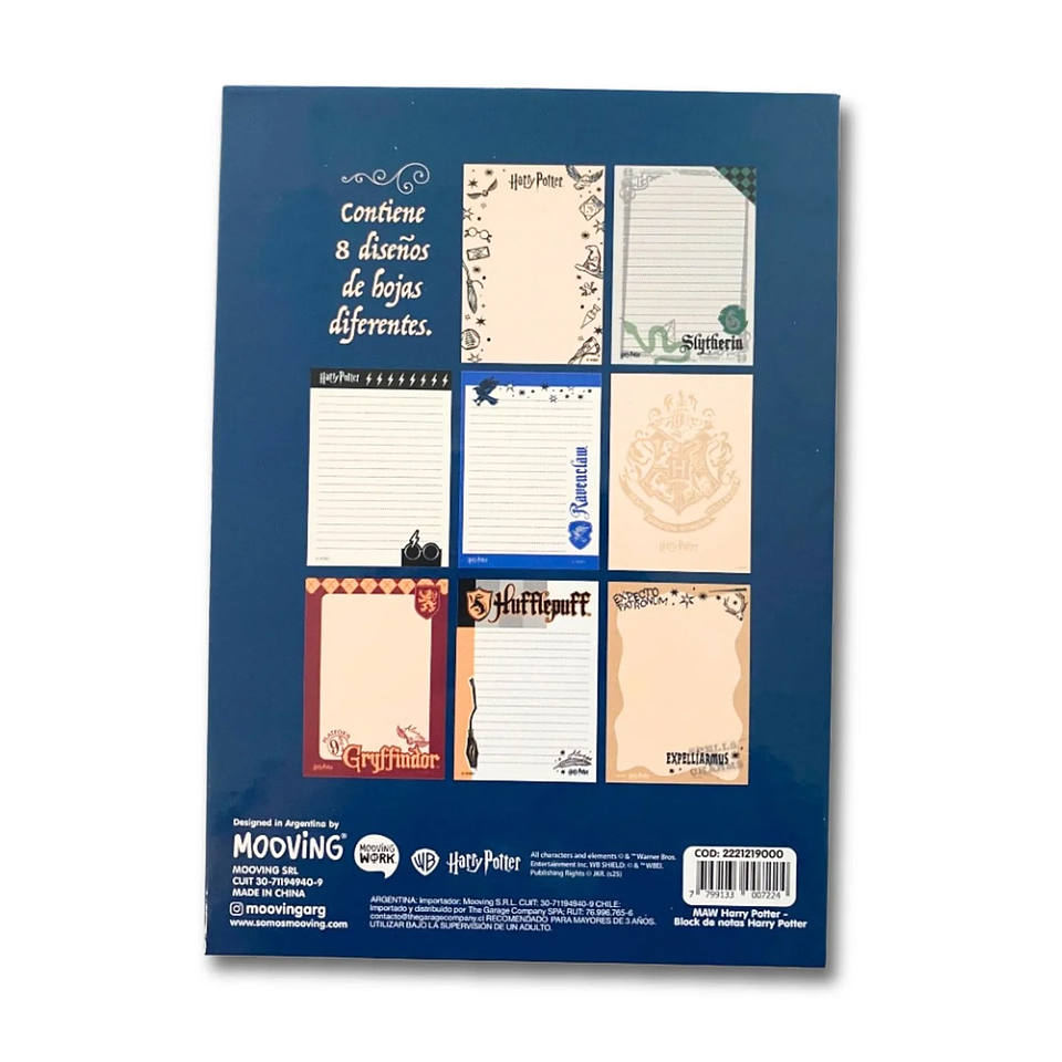 BLOCK NOTAS 8 DISEÑOS MAW HARRY POTTER MOOVING  4