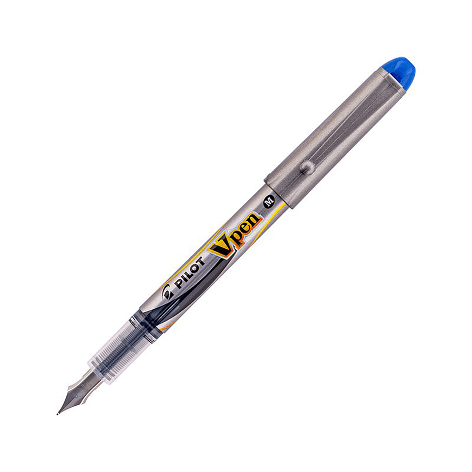 PLUMA PILOT V PEN SILVER DESECHABLE AZUL  1
