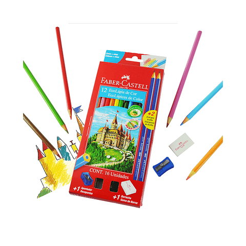 ECO LÁPIZ X12 + GOMA + SACAPUNTAS + 2 GRAFITOS 