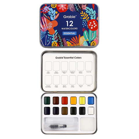 SET ACUARELA BOLSILLO 12 ESSENTIAL COLORS  + PINCEL 