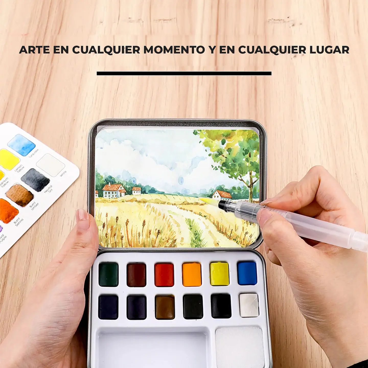 SET ACUARELA BOLSILLO 12 ESSENTIAL COLORS  + PINCEL  5