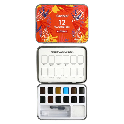 SET ACUARELA BOLSILLO 12 COLORES  OTOÑALES + PINCEL