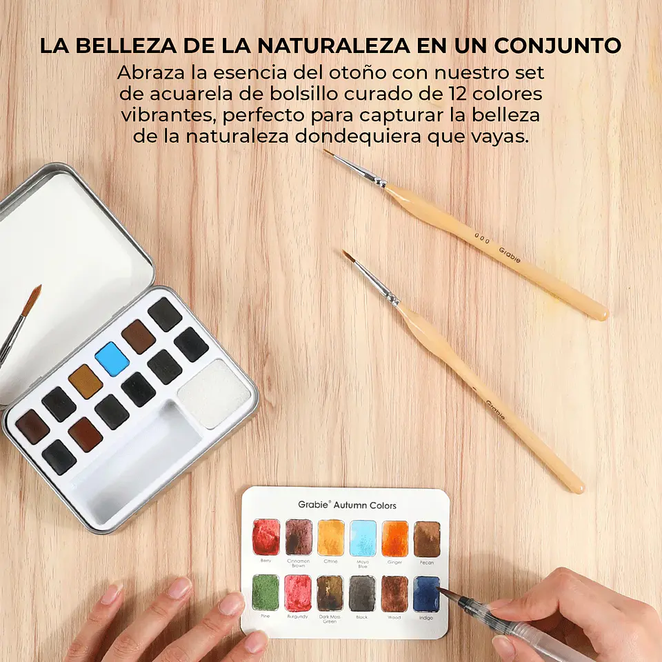 SET ACUARELA BOLSILLO 12 COLORES  OTOÑALES + PINCEL 3