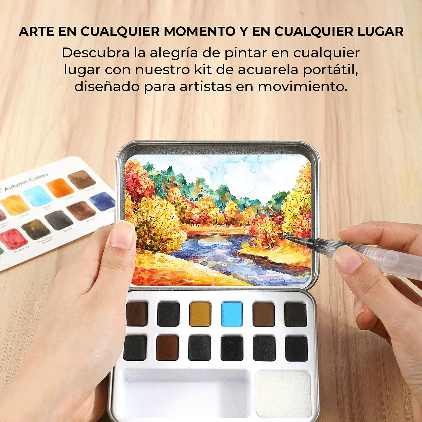 SET ACUARELA BOLSILLO 12 COLORES  OTOÑALES + PINCEL 6