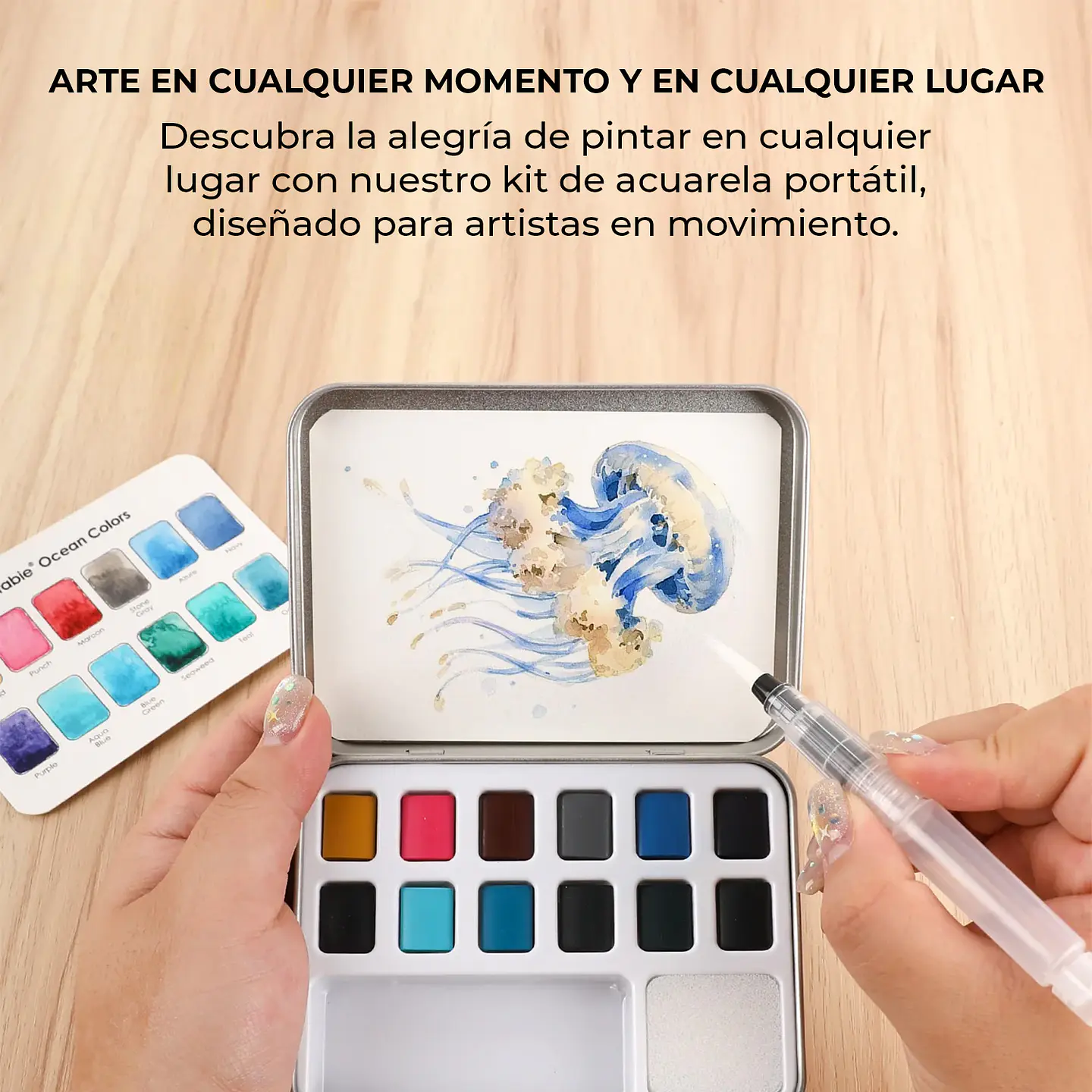 SET ACUARELA BOLSILLO 12 COLORES OCÉANO + PINCEL  4