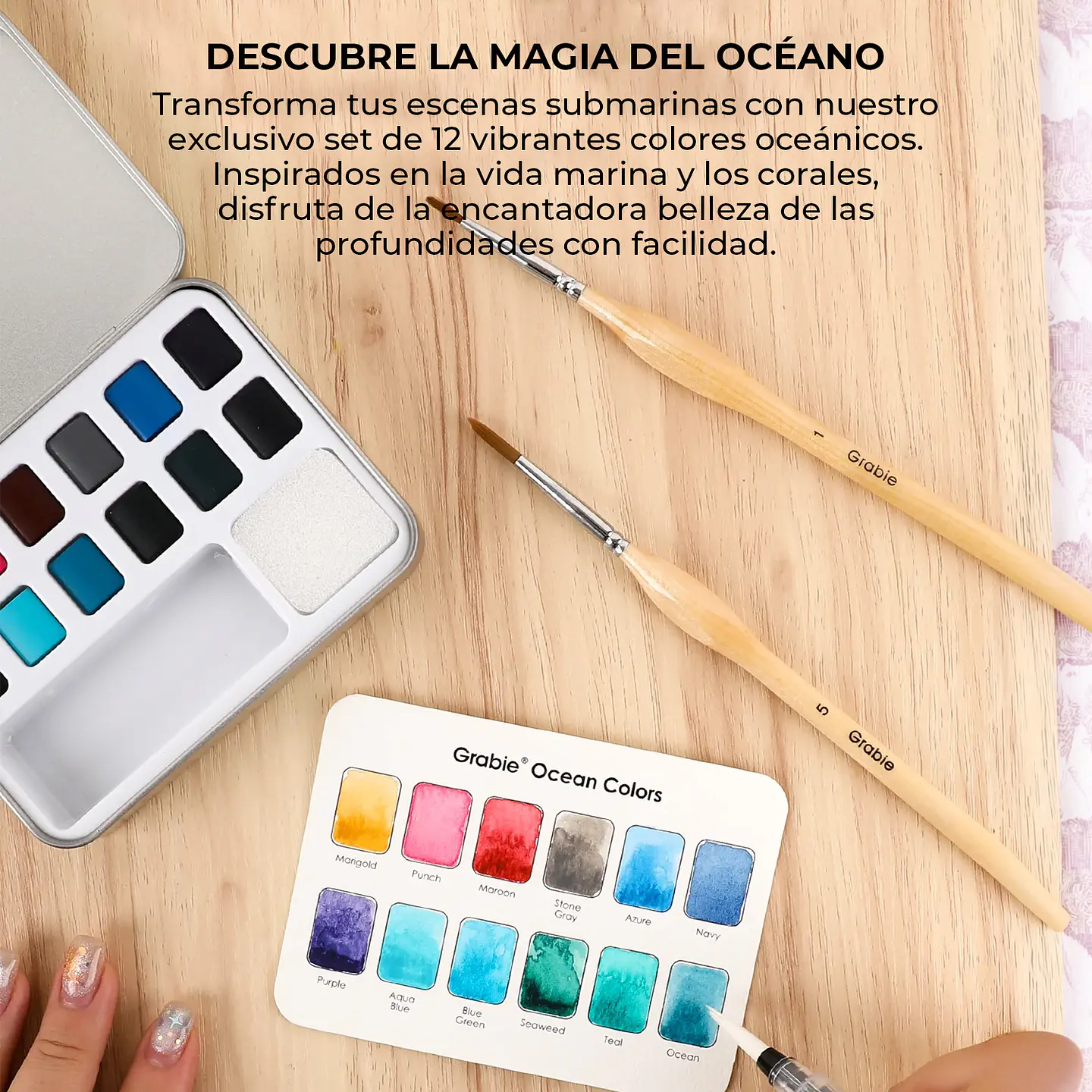 SET ACUARELA BOLSILLO 12 COLORES OCÉANO + PINCEL  5