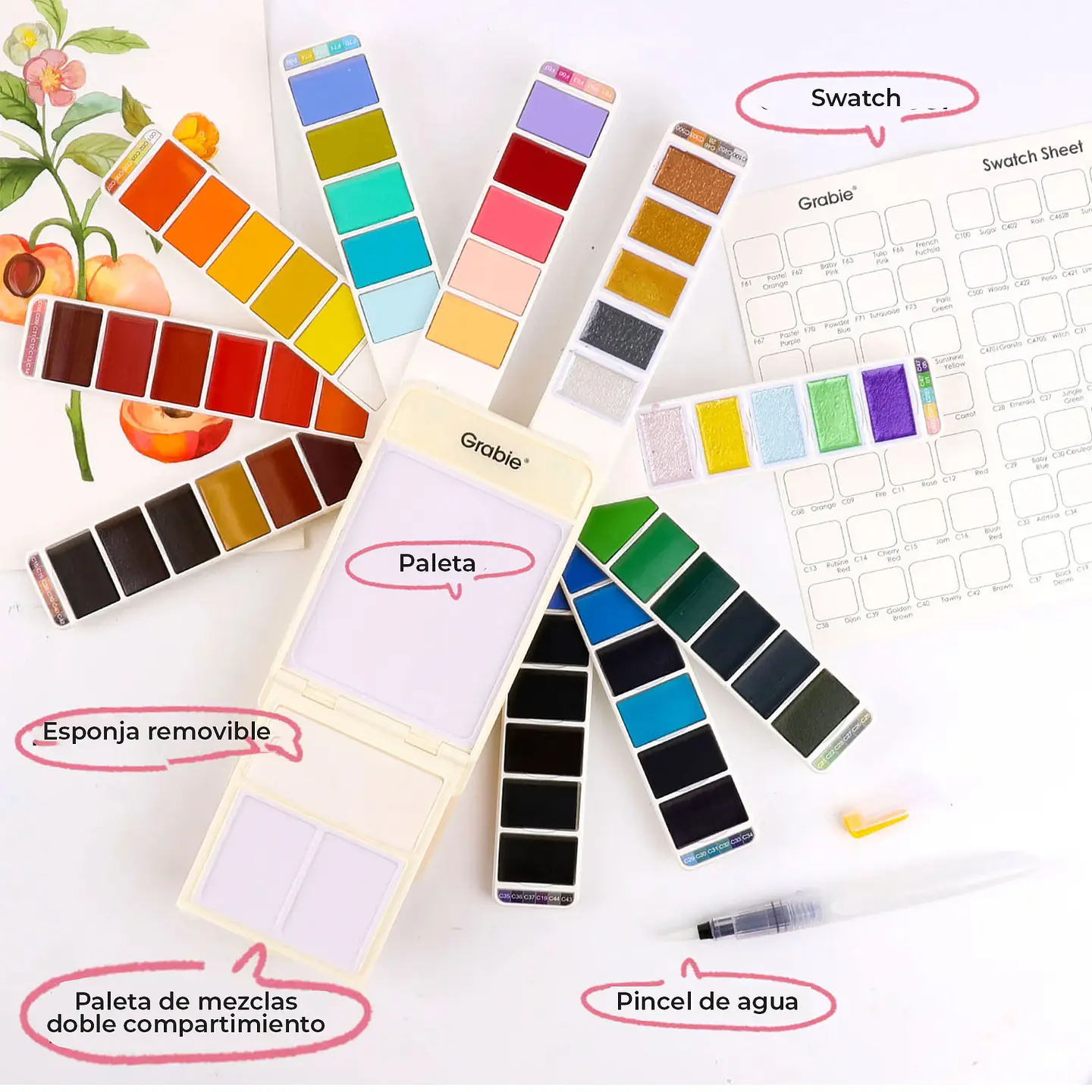 SET DE ACUARELA PLEGABLE DE 56 COLORES CON PINCEL  6