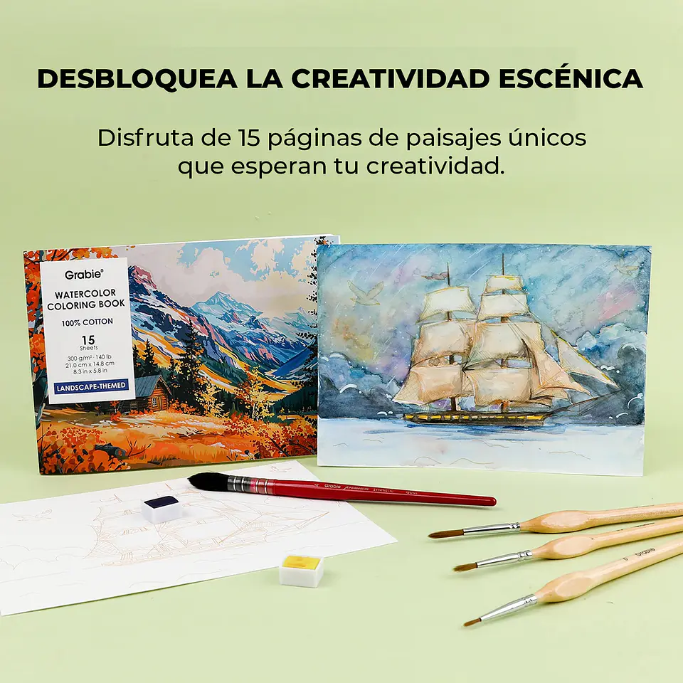 GRABIE CLUB BOX CAJA COLOREAR ACUARELA TEMÁTICA PAISAJES  6