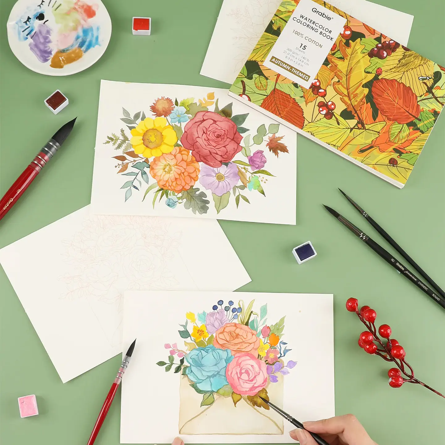 GRABIE CLUB BOX CAJA COLOREAR ACUARELA TEMÁTICA OTOÑO  5