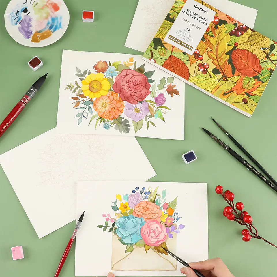 GRABIE CLUB BOX CAJA COLOREAR ACUARELA TEMÁTICA OTOÑO  5