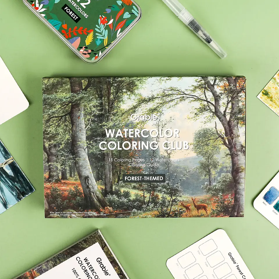 GRABIE CLUB BOX CAJA COLOREAR ACUARELA TEMÁTICA BOSQUE  6
