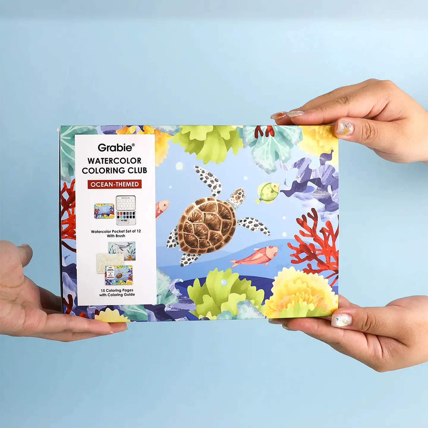 GRABIE CLUB BOX CAJA COLOREAR ACUARELA TEMÁTICA OCÉANO  6