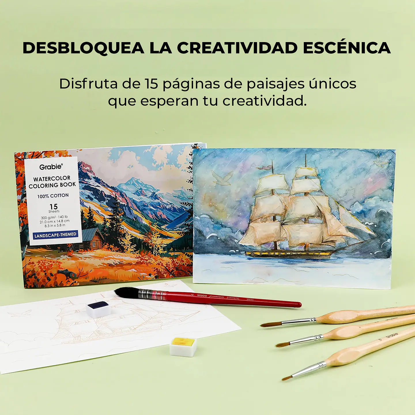 LIBRO COLOREAR ACUARELA TEMÁTICA DE PAISAJES  3