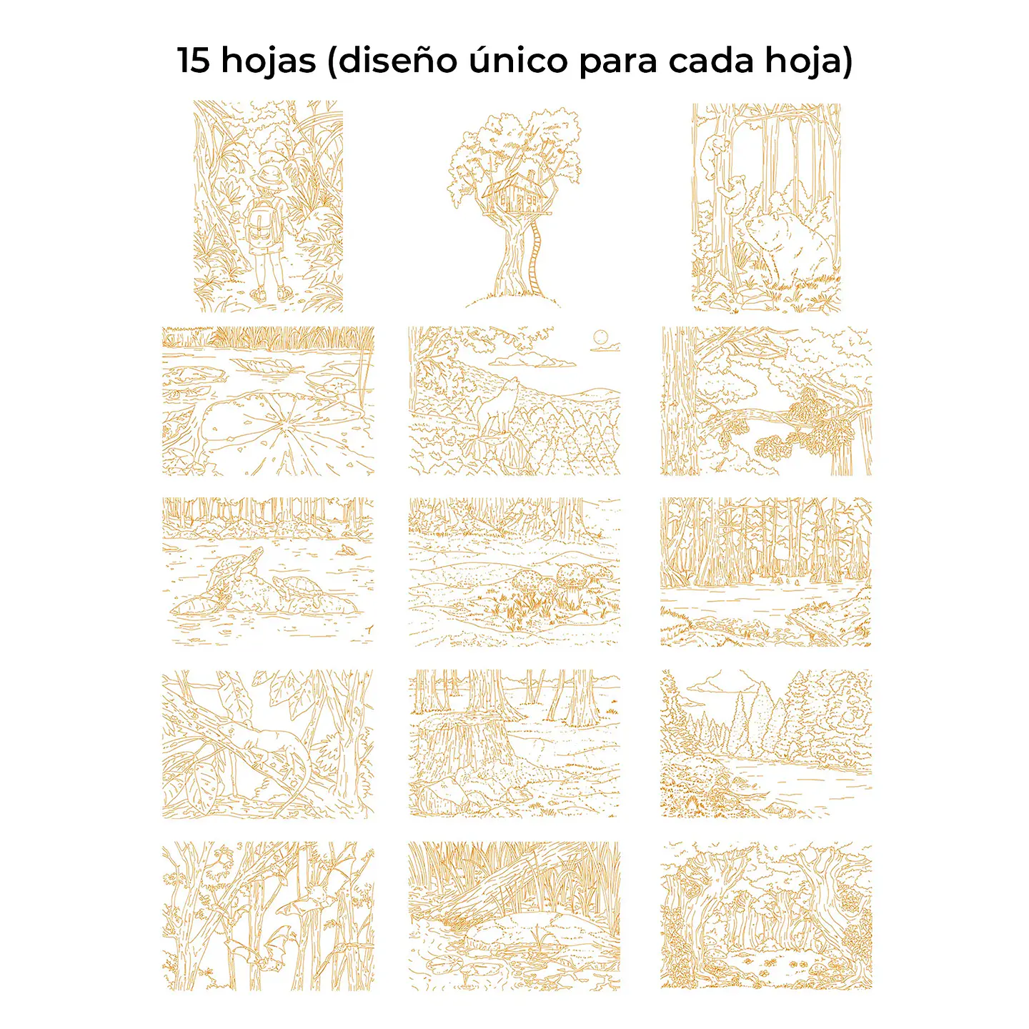 LIBRO PARA COLOREAR DE ACUARELA TEMÁTICA BOSQUE 3