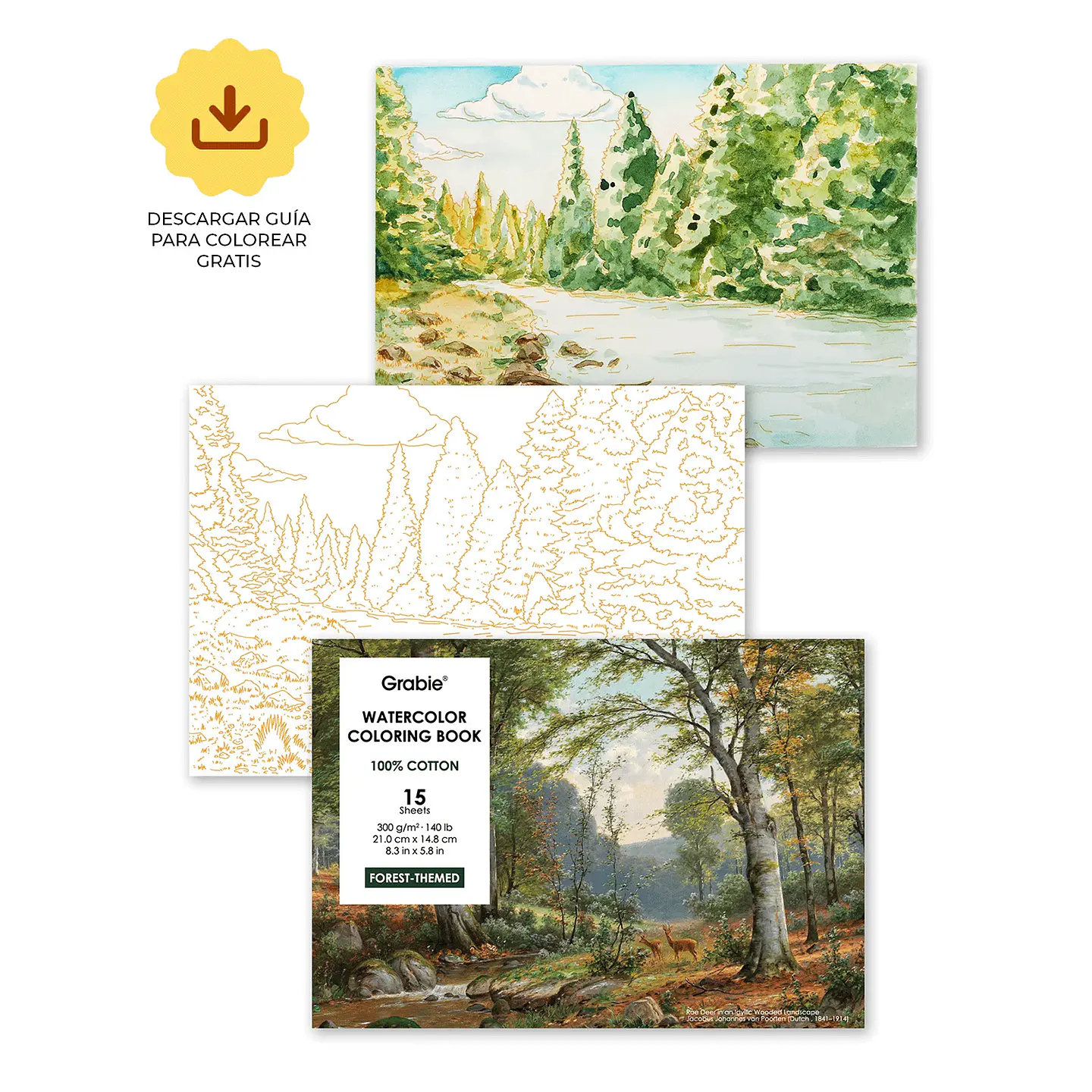 LIBRO PARA COLOREAR DE ACUARELA TEMÁTICA BOSQUE 1