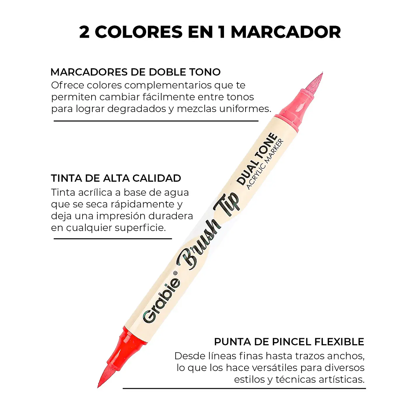 JUEGO DE 36 MARCADORES ACRÍLICOS PUNTA PINCEL DOBLE TONO 4