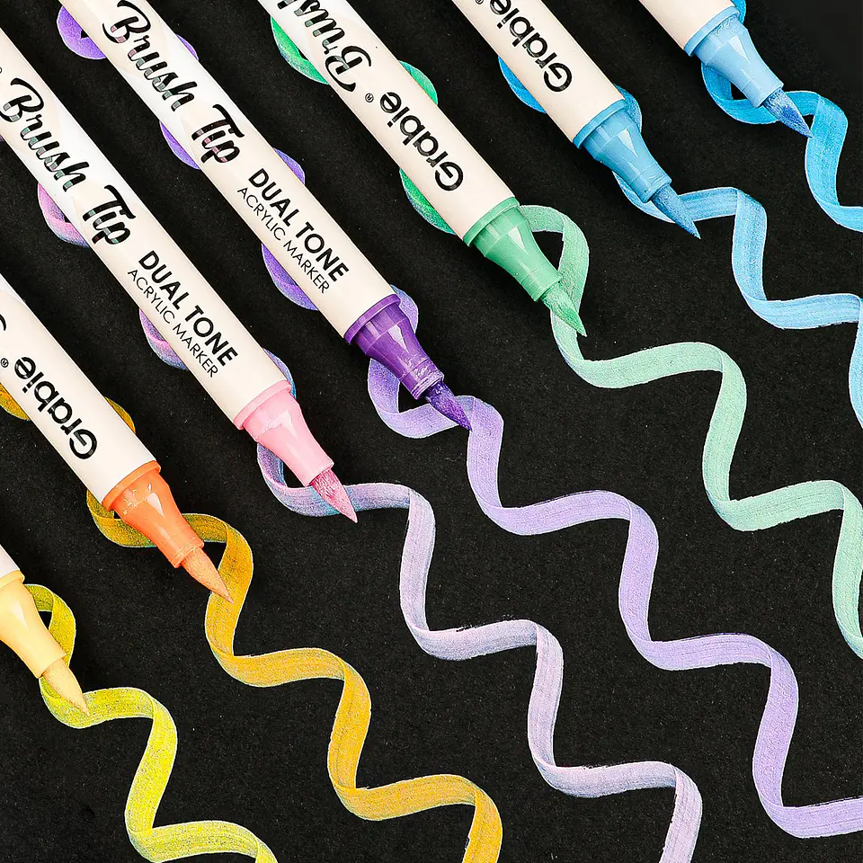 JUEGO DE 36 MARCADORES ACRÍLICOS PUNTA PINCEL DOBLE TONO 9